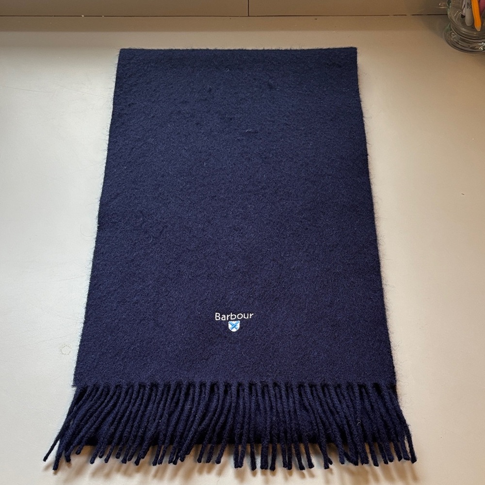Barbour Deep Blue Wool Scarf